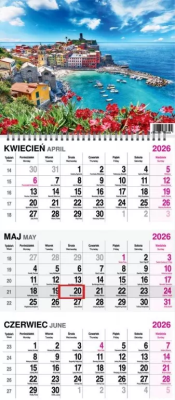 Opakowanie Kalendarz 2026 trójdzielny na spirali Widok