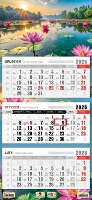 Kalendarz 2026 trójdzielny płaska główka jezioro. Wydawca: Pan Kalendarzyk. SmakLiter.pl Opakowanie Kalendarz 2026 trójdzielny płaska główka jezioro