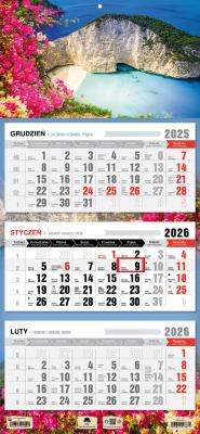 Kalendarz 2026 trójdzielny płaska główka Zakhyntos. Wydawca: Pan Kalendarzyk. SmakLiter.pl Opakowanie Kalendarz 2026 trójdzielny płaska główka Zakhyntos