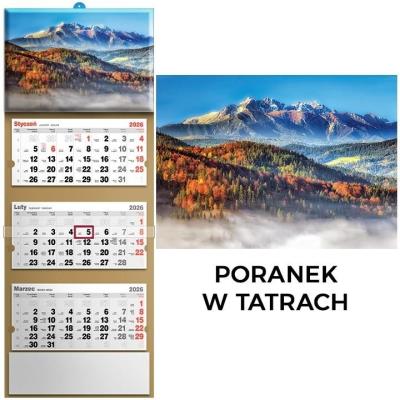 Kalendarz 2026 trójdzielny Poranek w Tatrach. Wydawca: Evena. SmakLiter.pl Opakowanie Kalendarz 2026 trójdzielny Poranek w Tatrach