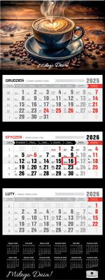 Kalendarz 2026 trójdzielny premium kawa. Wydawca: Pan Kalendarzyk. SmakLiter.pl Opakowanie Kalendarz 2026 trójdzielny premium kawa