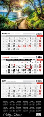 Kalendarz 2026 trójdzielny premium pejzaż. Wydawca: Pan Kalendarzyk. SmakLiter.pl Opakowanie Kalendarz 2026 trójdzielny premium pejzaż
