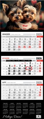 Kalendarz 2026 trójdzielny premium pieski. Wydawca: Pan Kalendarzyk. SmakLiter.pl Opakowanie Kalendarz 2026 trójdzielny premium pieski