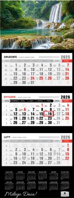 Kalendarz 2026 trójdzielny premium wodospad. Wydawca: Pan Kalendarzyk. SmakLiter.pl Opakowanie Kalendarz 2026 trójdzielny premium wodospad