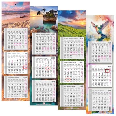 Opakowanie Kalendarz 2026 trójdzielny wąski płaski 1szt.mix