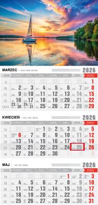 Kalendarz 2026 trójdzielny z magnesen mazury. Wydawca: Pan Kalendarzyk. SmakLiter.pl Opakowanie Kalendarz 2026 trójdzielny z magnesen mazury