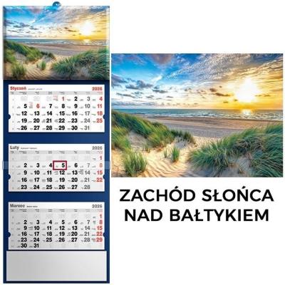 Kalendarz 2026 trójdzielny zachód słońca. Wydawca: Evena. SmakLiter.pl Opakowanie Kalendarz 2026 trójdzielny zachód słońca
