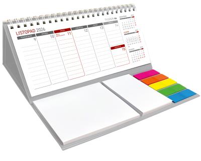 Kalendarz 2026 z notesem tygodniowy spiralowany szary. Wydawca: Wokół nas. SmakLiter.pl Opakowanie Kalendarz 2026 z notesem tygodniowy spiralowany szary