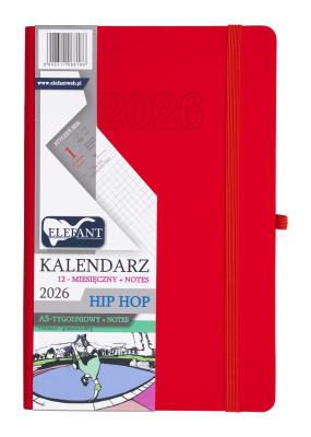 Opakowanie Kalendarz 2027 12 m-cy. Hip hop A5 tygodniowy czerwony
