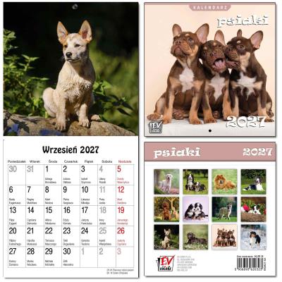 Opakowanie Kalendarz 2027 dla dzieci 16x32 13 plansz Psiaki