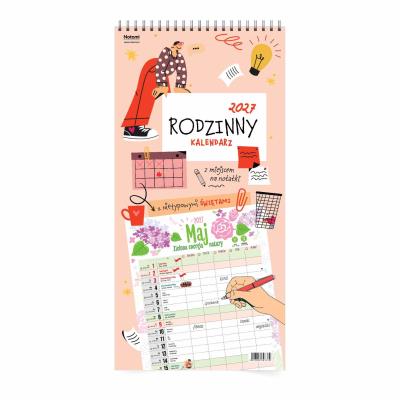 Opakowanie Kalendarz 2027 ścienny Planer rodzinny różowy