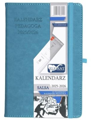 Kalendarz pedagoga 2025/26 A5 tyg. Salsa turkusowy. Wydawca: ELEFANT. SmakLiter.pl Opakowanie Kalendarz pedagoga 2025/26 A5 tyg. Salsa turkusowy