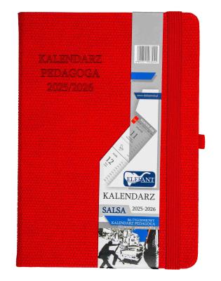 Kalendarz pedagoga 2025/26 B6 tyg. Salsa czerwony. Wydawca: ELEFANT. SmakLiter.pl Opakowanie Kalendarz pedagoga 2025/26 B6 tyg. Salsa czerwony