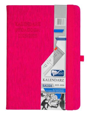 Kalendarz pedagoga 2025/26 B6 tyg. Salsa różowy. Wydawca: ELEFANT. SmakLiter.pl Opakowanie Kalendarz pedagoga 2025/26 B6 tyg. Salsa różowy