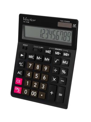Opakowanie Kalkulator biurowy czarny Vector VC-12 BK