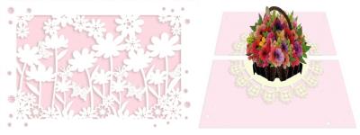 Opakowanie Karnet 12x18 cm + koperta POP-UP Kosz z kwiatami