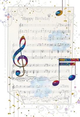 Opakowanie Karnet 12x18cm + koperta Urodziny Nuty