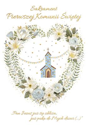 Opakowanie Karnet A5 Komunia Błękitny Kościółek