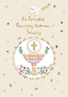 Opakowanie Karnet A5 Komunia. Kielich w kółku