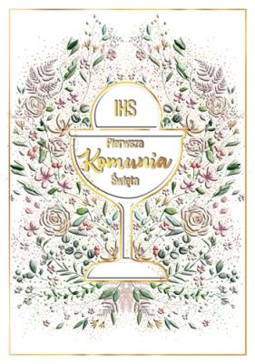 Opakowanie Karnet A5 Komunia. Kielich w kwiatach