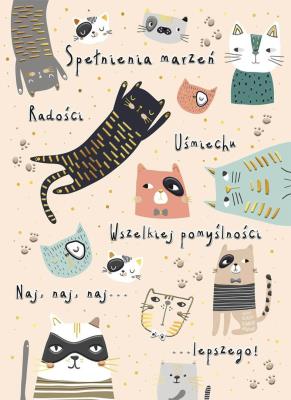 Opakowanie Karnet A5 Urodziny - Beżowe koty
