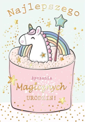 Karnet A5 Urodziny - Jednorożec. Wydawca: Henry. SmakLiter.pl Opakowanie Karnet A5 Urodziny - Jednorożec