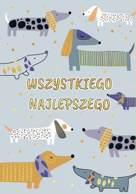 Opakowanie Karnet A5 Urodziny - Szare psy