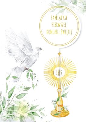 Opakowanie Karnet B6 Komunia. Gołąb