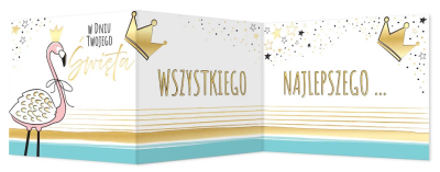 Karnet B6 składany Urodziny - Flaming. Wydawca: Henry. SmakLiter.pl Opakowanie Karnet B6 składany Urodziny - Flaming