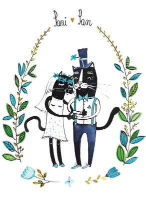 Opakowanie Karnet B6 Ślub Czarne koty