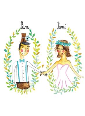 Opakowanie Karnet B6 Ślub Para w owalach