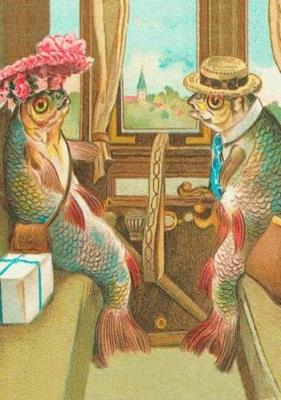 Opakowanie Karnet B6 z kopertą Ryby w pociągu