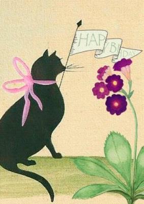 Opakowanie Karnet B6 z kopertą Urodziny Kot z proporczykiem