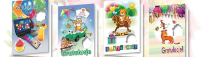 Opakowanie Karnet B6 z naklejką. Gratulacje (10szt) MIX