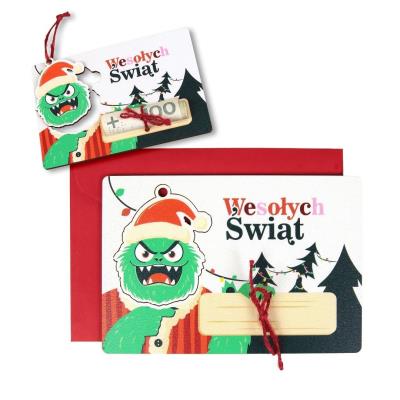 Opakowanie Karnet drewniany Boże Narodzenie Grinch