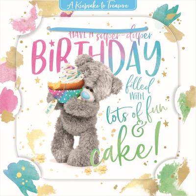 Opakowanie Karnet holograficzny 3D - Miś trzymający babeczkę