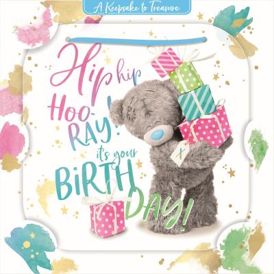 Opakowanie Karnet holograficzny 3D - Miś z prezentami