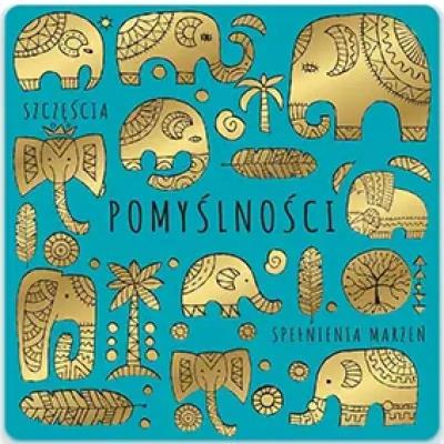 Opakowanie Karnet jednostronny Złote słonie