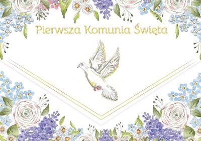 Opakowanie Karnet koperta A5 Komunia. Gołąb majowy