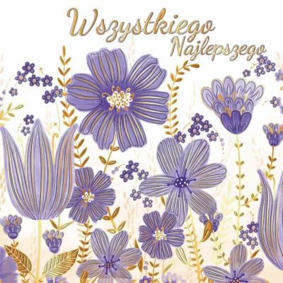 Opakowanie Karnet KW Imieniny - Kwiaty fiolerowe