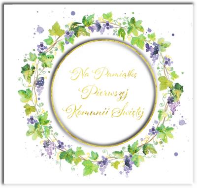 Opakowanie Karnet KW Komunia. Wianek z winogronem