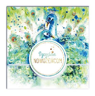 Opakowanie Karnet KW koperta z kółkiem Ślub Pawie