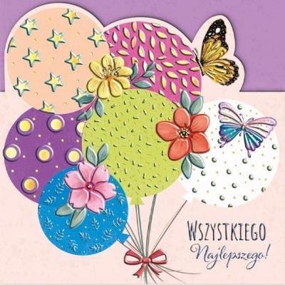 Opakowanie Karnet KW wycinany Urodziny - Balony z motylami