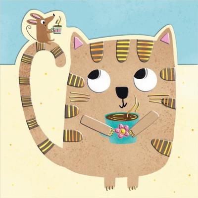 Opakowanie Karnet KW wycinany Urodziny - Kot z myszką