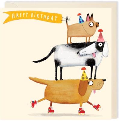 Opakowanie Karnet kwadrat 001 Urodziny Psy