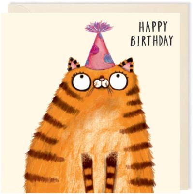 Opakowanie Karnet kwadrat 194 Urodziny Rudy kot