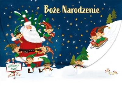 Karnet na kasę Boże Narodzenie Mikołaj z elfami. Wydawca: Henry. SmakLiter.pl Opakowanie Karnet na kasę Boże Narodzenie Mikołaj z elfami