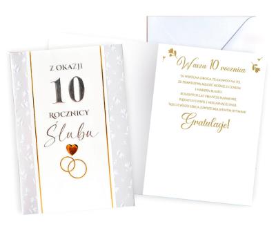 Opakowanie Karnet Rocznica ślubu 10