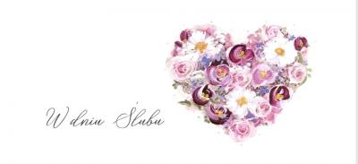 Opakowanie Karnet Ślub DL S68 - Serce z kwiatów