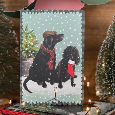Opakowanie Karnet Święta Świąteczne psy przy choince